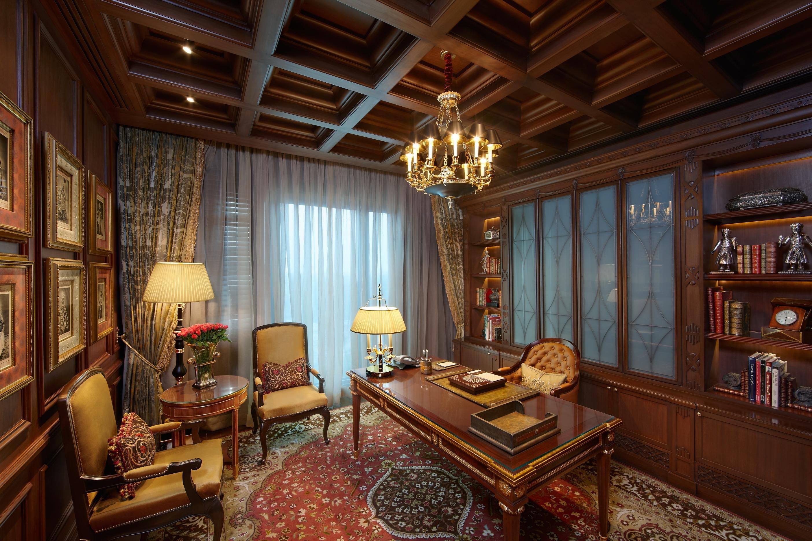 The Leela Palace New Delhi Exterior photo 3D interior rendering of a study room